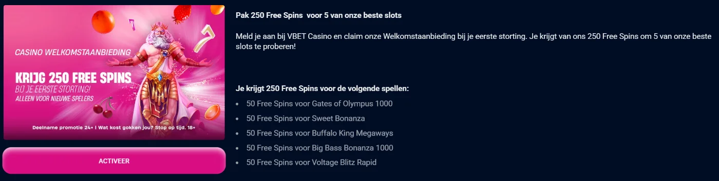 VBet Casino Welkomstbonus